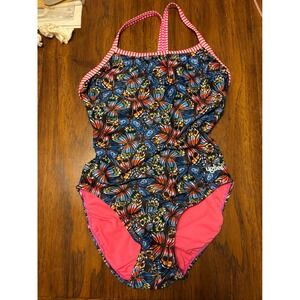 Dolfin Uglies Butterfly Print One Piece Swimsuit Multicolor Training Size 40